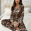 Bernice | 2-Piece Collared Leopard Nightwear Set