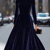 Elissa | Navy Blue Long-Sleeve Midi Dress