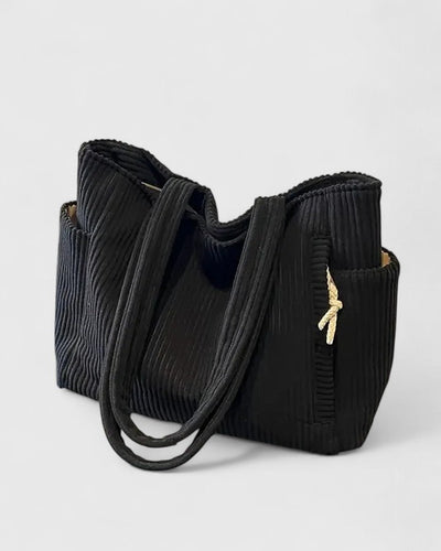 June | Luxurious Ribbed Tote Bag with Cord Detail
