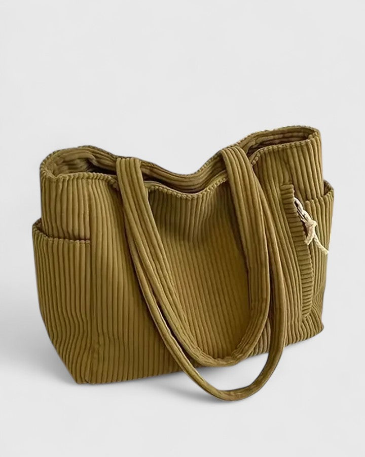 June | Luxurious Ribbed Tote Bag with Cord Detail