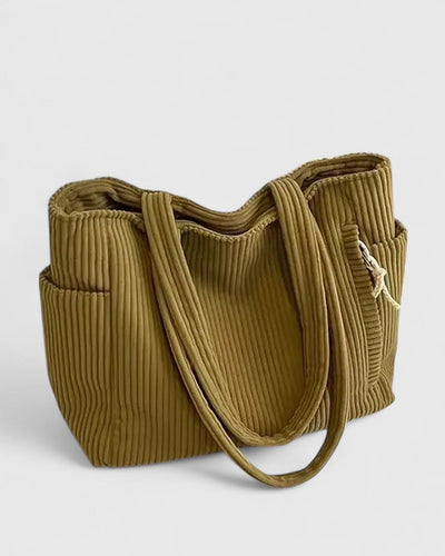 June | Luxurious Ribbed Tote Bag with Cord Detail